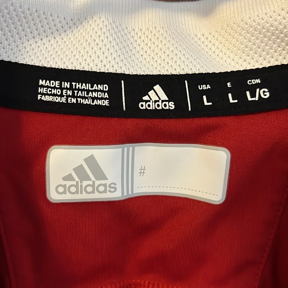 adidas Red Polo with White Collar and Logo
